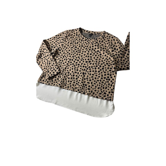 Ann Taylor XL Leopard Print Two-in-One Layered Knit Top Long Sleeves - Picture 6 of 9